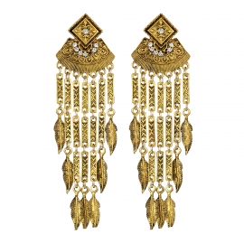New fashion retro exaggerated long alloy earrings bohemian ethnic style tassel earrings earrings