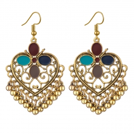 New product innovation earrings, hot selling earrings in europe, america and nepal, peach heart-shaped dripping oil, indian ethnic style earrings wholesale