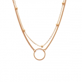 European and american cross-border jewelry simple and generous creative geometric necklace necklace female wild copper bead street shooting multi-layer necklace