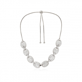 European and american cross-border jewelry personalized metal punk zircon necklace female oval geometric micro-inlaid hemp surface single-layer necklace