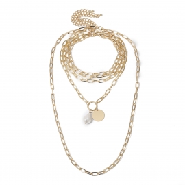 Cross-border new product accessories wholesale metal multi-layer cross chain sweater chain long fashion pearl necklace lady