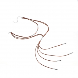 European and american fashion jewelry, european fan personality multi-color necklace, copper tube tassel velvet necklace