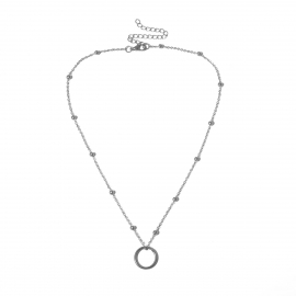 European and american cross-border jewelry, personalized round all-match item for women, personalized scallop inlaid diamond geometric simple pendant necklace