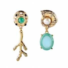 Qingdao european and american ear jewelry wholesale new asymmetrical earrings accessories for ladies with gems