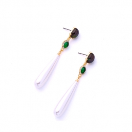 European and american female long earrings with diamonds, palace style pearl earrings, female temperament, thin face earrings