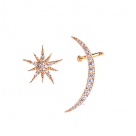High sense of star moon zircon diamond earrings female korean version ins fashion temperament wild earrings