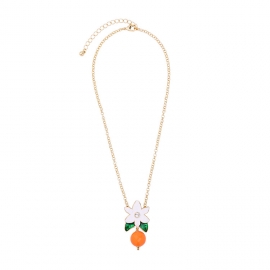 Wholesale necklace ladies simple temperament enamel glaze white flowers small kumquat pendant hundred matching accessories
