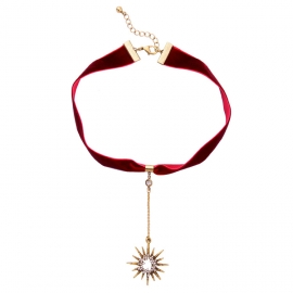Premium sense velvet belt necklace retro star pendant temperament net red choker collar short necklace