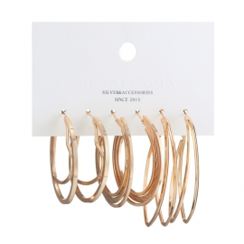 Large hoop earrings european and american popular earrings circle love irregular exaggerated earrings three pairs set factory wholesale