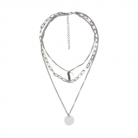 European and american cross-border hot-selling jewelry fashionable personality disc pendant chain multi-layer necklace