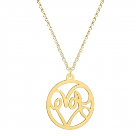 Fashionable personality all-match style ladies geometric hollow ring letter love pendant necklace