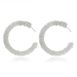 Cross-border jewelry amazon hot sale c-shaped handmade beaded earrings european and american exaggerated style rice beads simple earrings