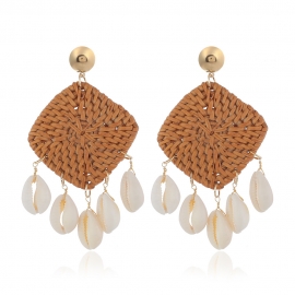 Summer hot new products ocean wind conch rattan earrings amazon ethnic style handmade earrings