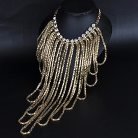 Explosive european and american clothing items new exaggerated long sweater chain diamond necklace yiwu explosive accessories