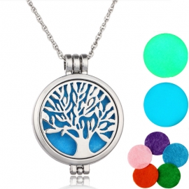 Hot-selling luminous tree of life necklace in europe and the united states can open the luminous aroma diffuser diy item decoration hope accessories