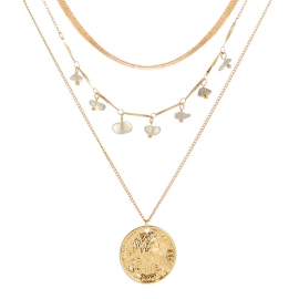 European and american fashion jewelry roman retro coin portrait fresh natural stone multi-layer detachable clavicle chain necklace