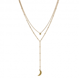 European and american hot-selling jewelry, small golden star card neck, fashion crescent bay tag, ladies multi-layer necklace wholesale