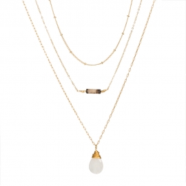 Elegant ladies multilayer necklace natural stone long tube pendant white drop stone necklace christmas love gift