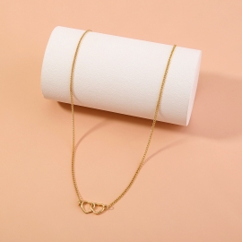 Japanese and korean ins personality wild couple clavicle chain minimalist style hollow double love pendant necklace female