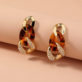 S925 silver needle port style simple fashion personality diamond ring leopard print long womens geometric earrings earrings women