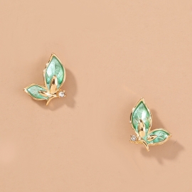European and american cross-border new products super xiansen simple fresh green sweet butterfly micro diamond stud earrings