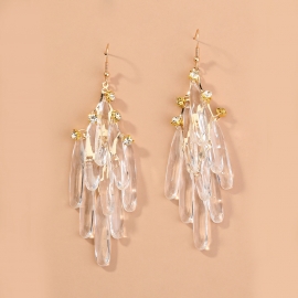 Cross-border hot-selling jewelry in europe and america exaggerated temperament transparent crystal tassel earrings earrings factory outlet