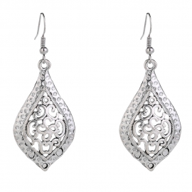 European and american hot-selling personalized leaf bohemian earrings hollow geometric ancient silver earrings simple and versatile jewelry