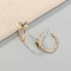 Wish hot new fashion exaggerated jewelry natural abalone shell butterfly c-shaped earrings factory direct sales