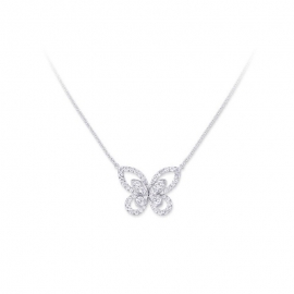 Bow necklace sterling silver simulation diamond clavicle chain s925 silver necklace set with gemstone