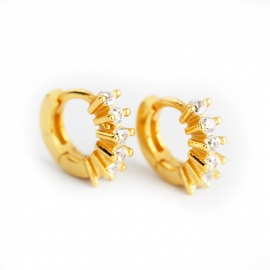 Gold micro inlay zircon personality trend s925 sterling silver round earrings earrings jewelry