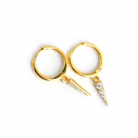 Minimalist korean version s925 sterling silver earrings female diamond long triangle tremella buckle geometric personality tassel triangle earrings