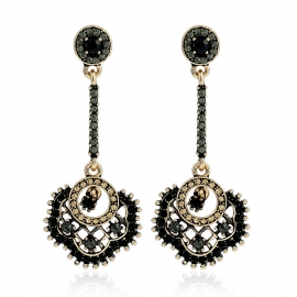 European and american fashion retro fan-shaped rhinestone earrings