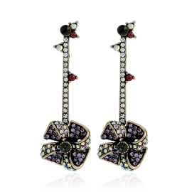 European and american fashion retro personality windmill rhinestone earrings