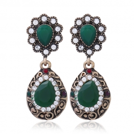 Retro style color gold belt diamond black resin drop earrings earrings female models non-allergic alloy jewelry