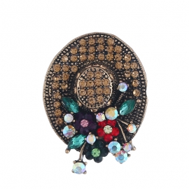 Fashion hipster hat crystal brooch