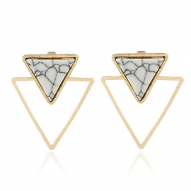 Foreign trade explosion models european and american earrings women fashion geometric triangle marble hypoallergenic earrings wild earrings wholesale