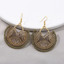 Original new earrings retro carved hollow handmade jewelry woven earrings aliexpress foreign trade earrings