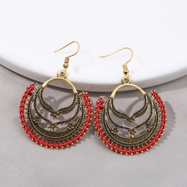 Cross-border fashion earrings, hollow drawstring, hand-woven earrings, ethnic style individual jewelry, hot selling earrings in thailand
