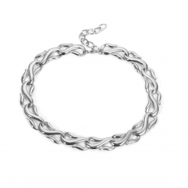 European and american cross-border fashion jewelry, punk metal personality exaggerated necklace, alloy s buckle short clavicle necklace women