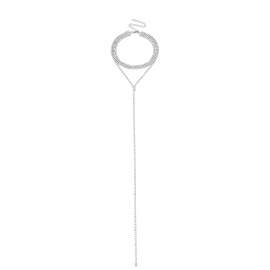 European and american cross-border jewelry, exaggerated personality, summer tide, full of diamonds, tassel sexy wild necklace, female