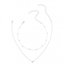 European and american cross-border jewelry, simple fashion girl, street style necklace, copper peach heart multilayer clavicle necklace