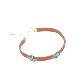 European and american fashion jewelry, bohemian style, retro and simple metal flower plate, turquoise necklace, necklace