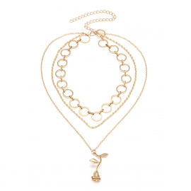 European and american cross-border jewelry fashion personality trendy suit item alloy rose pendant multi-layer clavicle necklace