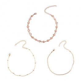 European and american cross-border fashion jewelry, simple and versatile set necklace, copper beads, crystal multilayer necklace