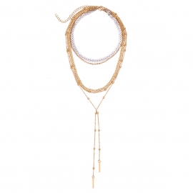 European and american cross-border fashion accessories, exaggerated and sexy street style accessories, deep v multi-layer chain ladies necklace