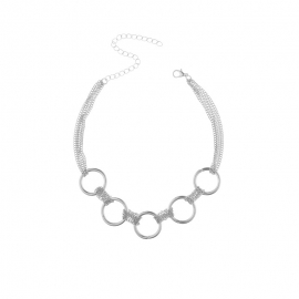 European and american cross-border jewelry, luxury and simplicity, exaggerated texture, metal ring, multi-layer chain necklace