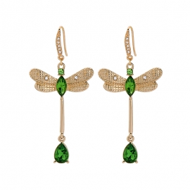 Creative fresh water drop dragonfly earrings temperament european and american fashion wild long earrings