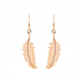 Fashion long zircon and diamond feather earrings earrings female european and american temperament super fairy face thin earrings