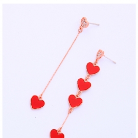 Korean version of s925 silver needle ear jewelry dripping oil heart-shaped acrylic earrings female long face thin earrings