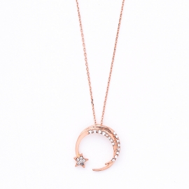 Sen simple diamond jewelry ins style niche design necklace female new trendy star and moon clavicle chain
